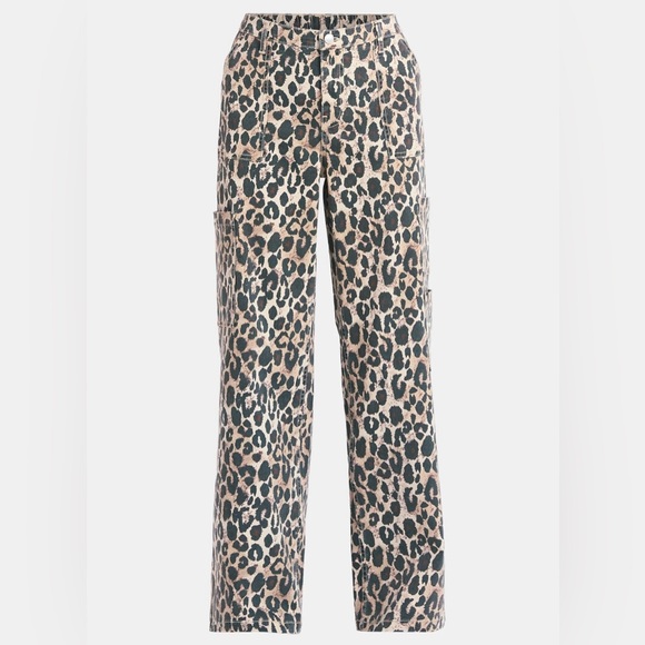 No Boundaries Leopard Animal Print Women's Cargo Wide Leg Pants - XL - Picture 6 of 7